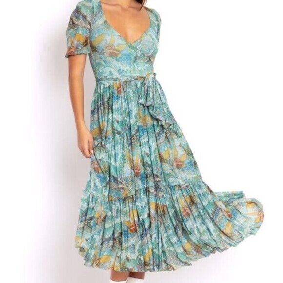 NWT BlackMilk Mermagic Mermaid Fairy Wrap Midaxi Mesh Tiered Midi Dress XS - Picture 3 of 10